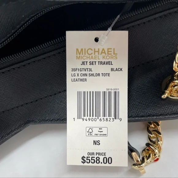 Michael Kors Large X Chain Shoulder Tote Bag Rich Black Leather - Picture 10 of 10